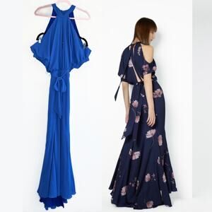 NWT Fame and Partners Aurelia Cold Shoulder  Tie Waist Mermaid Maxi Dress Gown
